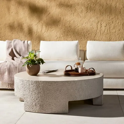 Celeste Outdoor Coffee Table - White Concrete