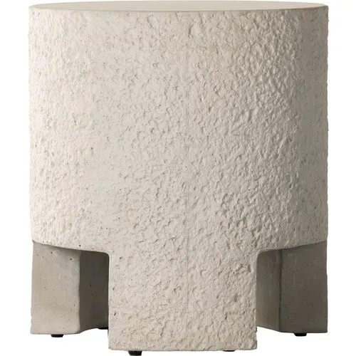 Celeste Outdoor End Table - White Concrete