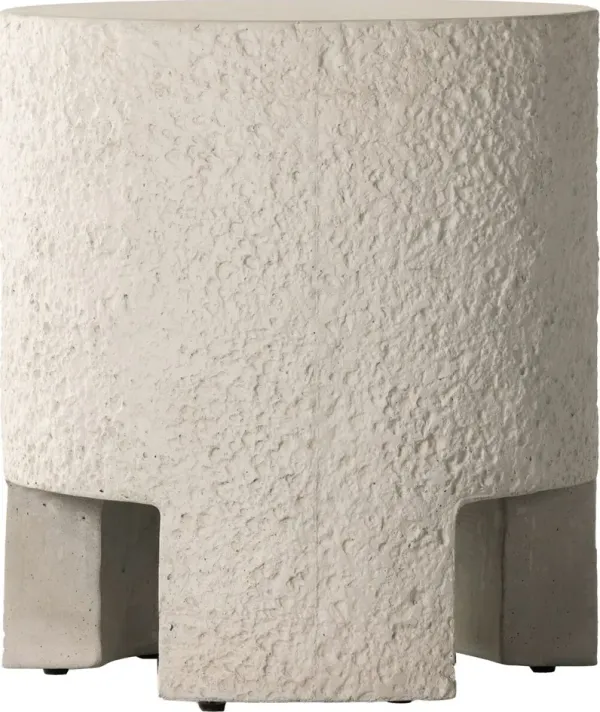 Celeste Outdoor End Table, White Concrete