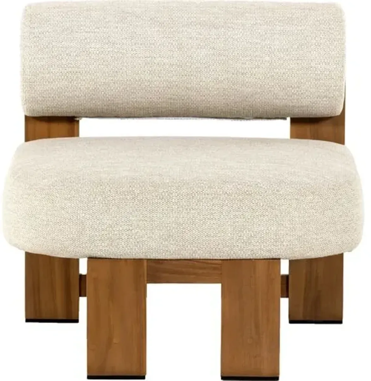 Malia Outdoor Accent Chair - Natural Teak/Sand - White, Comfortable, Durable, Cushioned