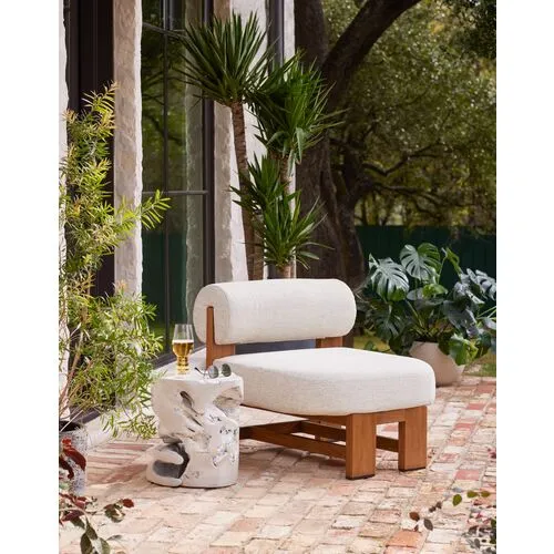 Malia Outdoor Accent Chair - Natural Teak/Sand - White, Comfortable, Durable, Cushioned