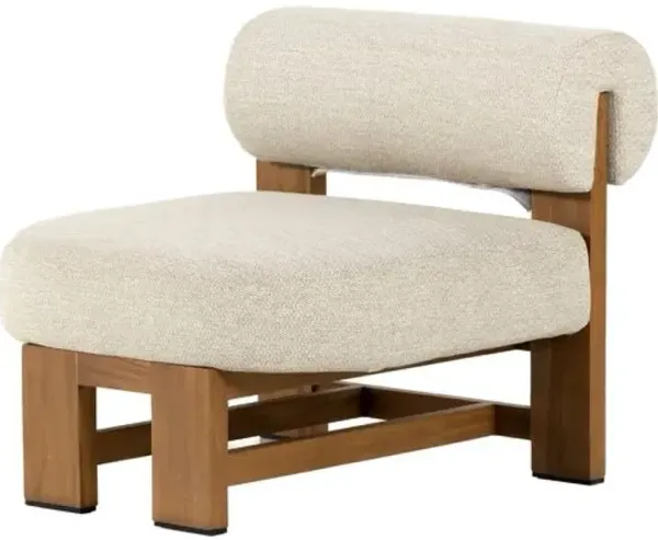 Kirby Outdoor Accent Chair - Natural Teak/Sand - White, Comfortable, Durable, Cushioned