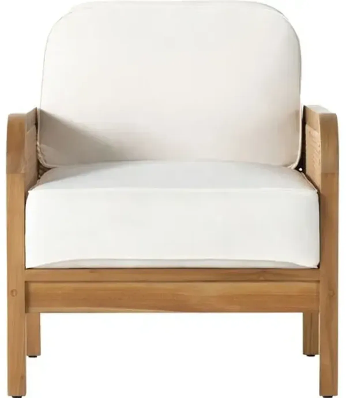 Medora Cane Outdoor Lounge Chair - Natural Teak/White