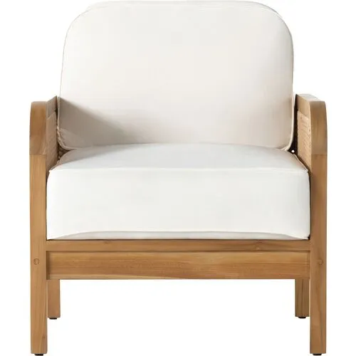 Medora Cane Outdoor Lounge Chair - Natural Teak/White