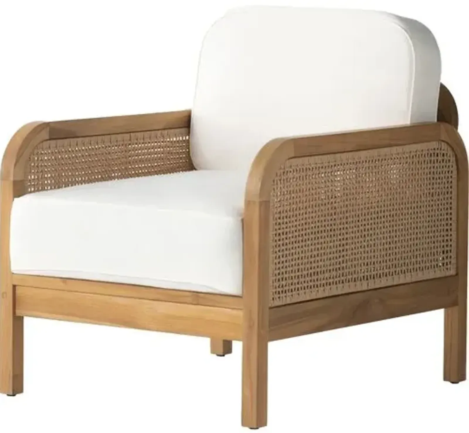 Medora Cane Outdoor Lounge Chair - Natural Teak/White