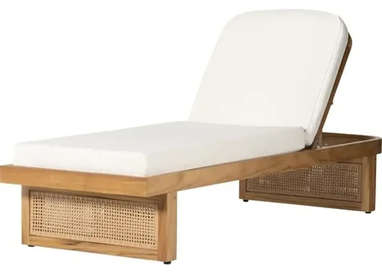 Medora Cane Outdoor Chaise Lounge - Natural Teak/White - Comfortable, Sturdy, Stylish