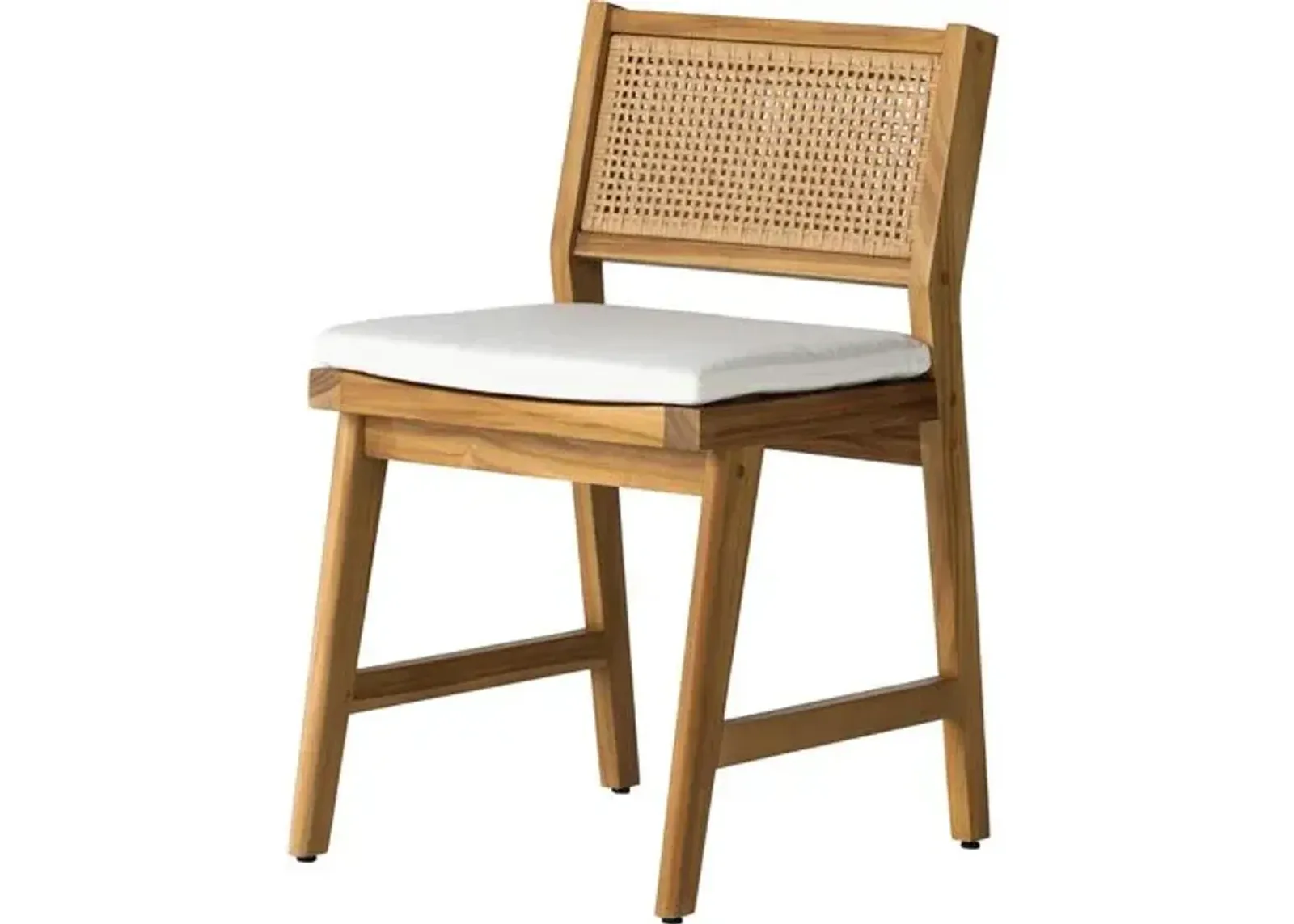 Medora Cane Outdoor Dining Chair - Natural Teak/White