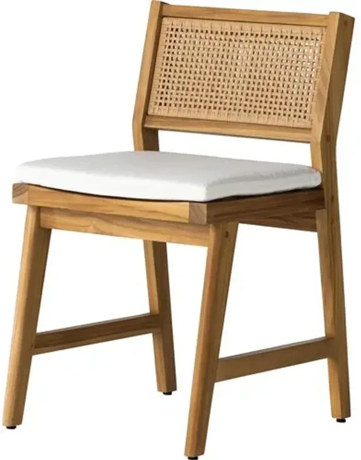 Medora Cane Outdoor Dining Chair - Natural Teak/White