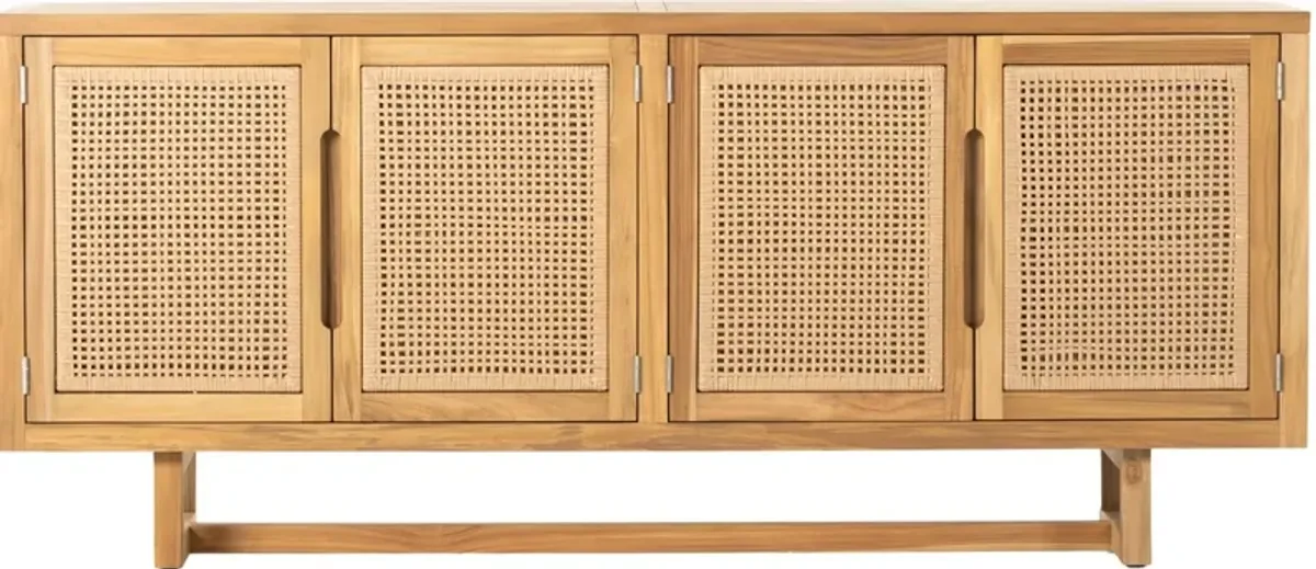 Medora Cane Outdoor Sideboard, Natural Teak 