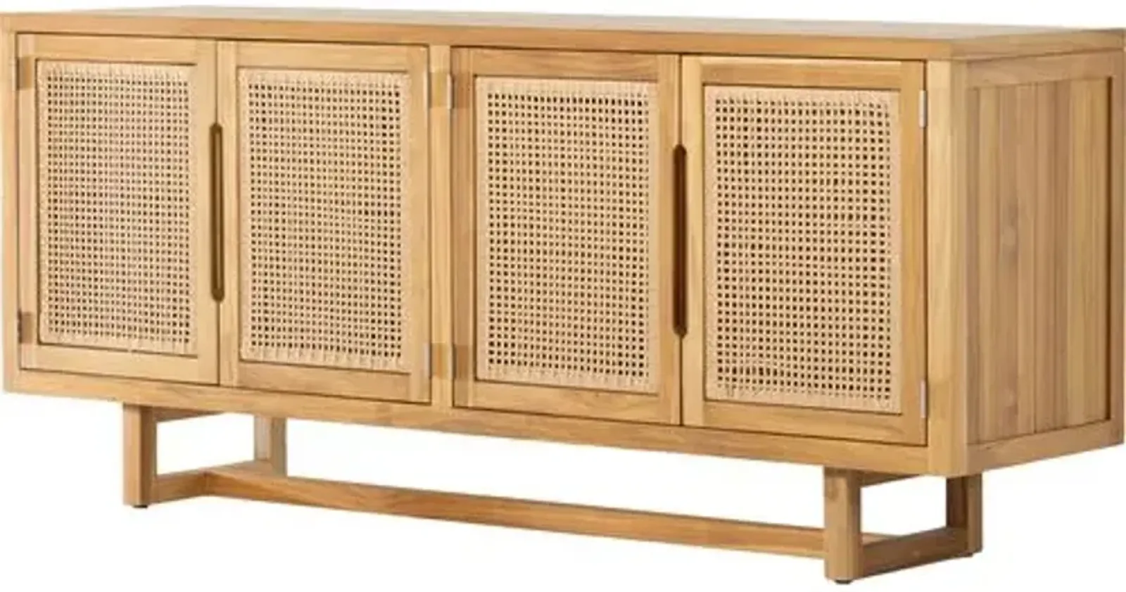 Medora Cane Outdoor Sideboard - Natural Teak - Brown