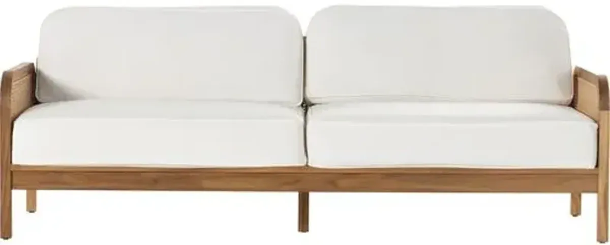 Medora 90" Cane Outdoor Sofa - Natural Teak/White