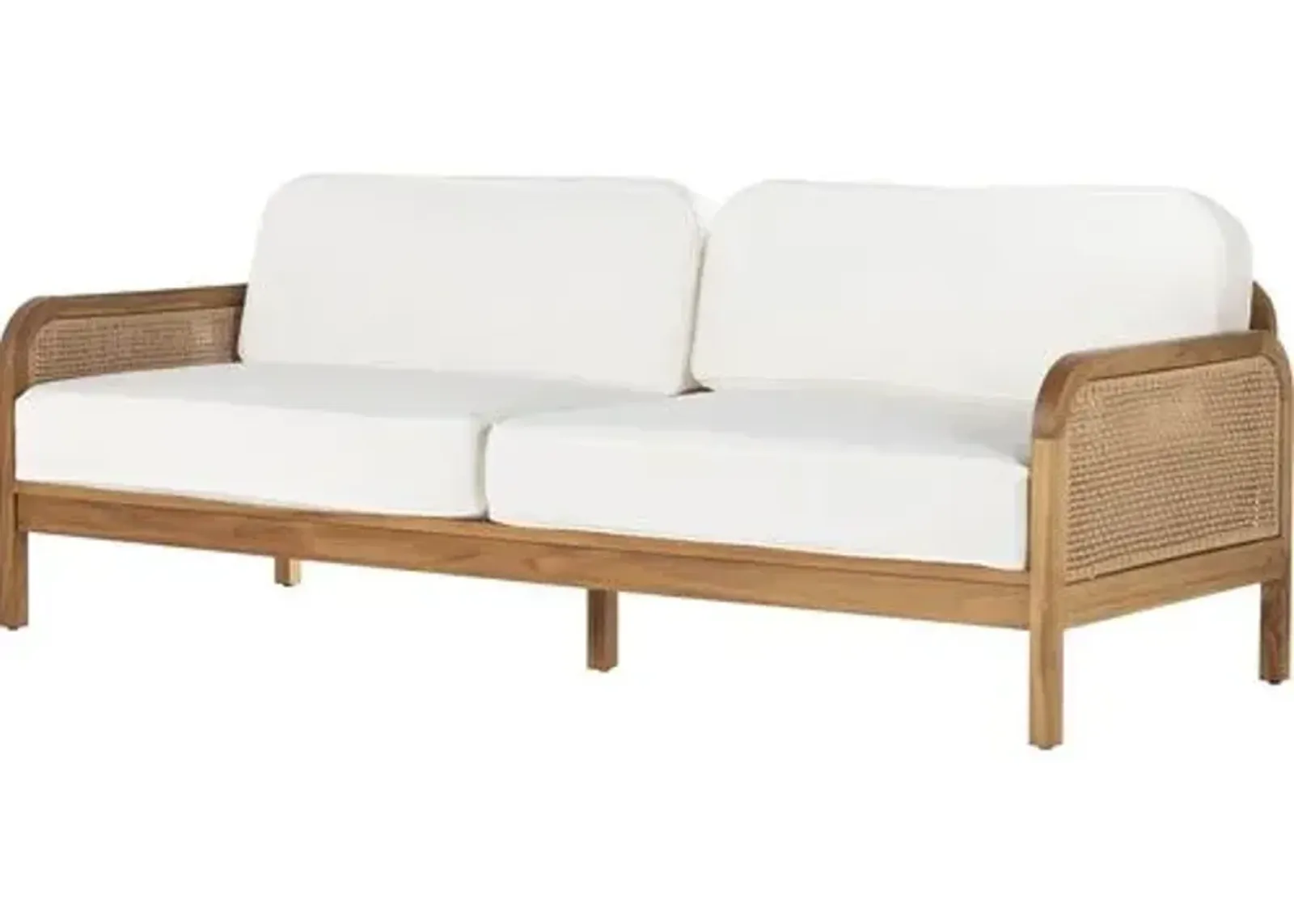 Medora 90" Cane Outdoor Sofa - Natural Teak/White