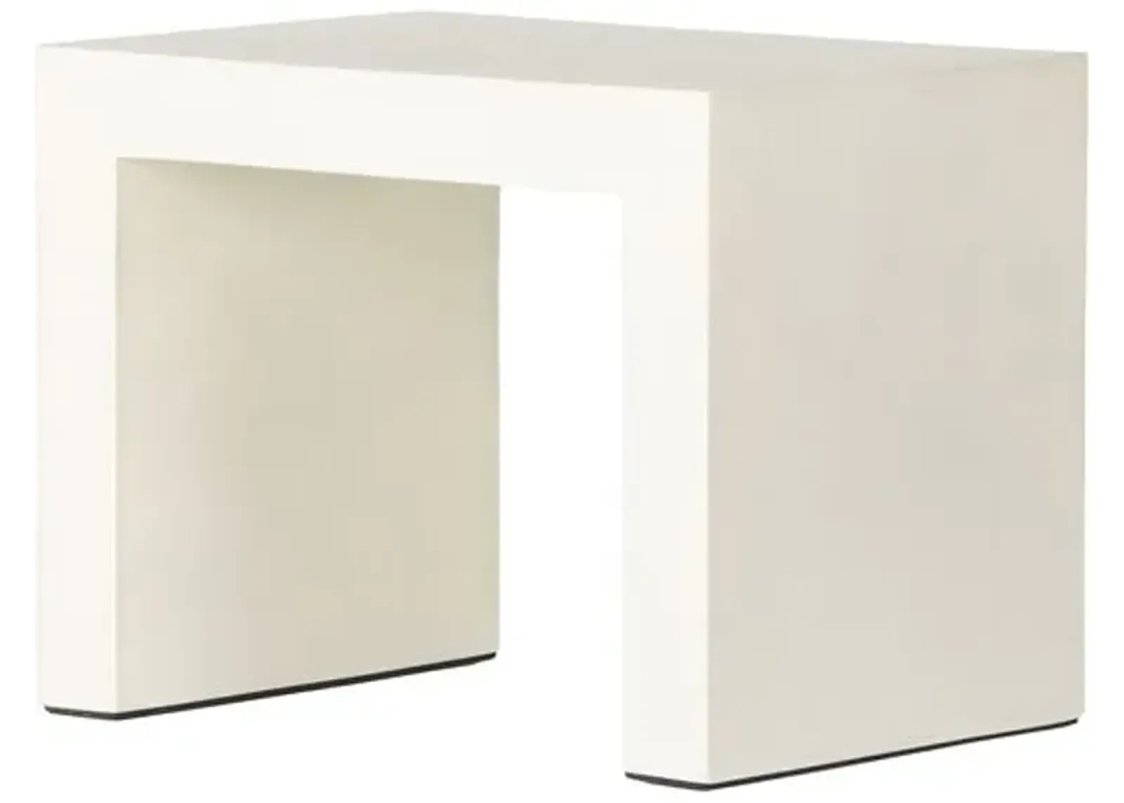 Yuki Outdoor End Table - White Concrete