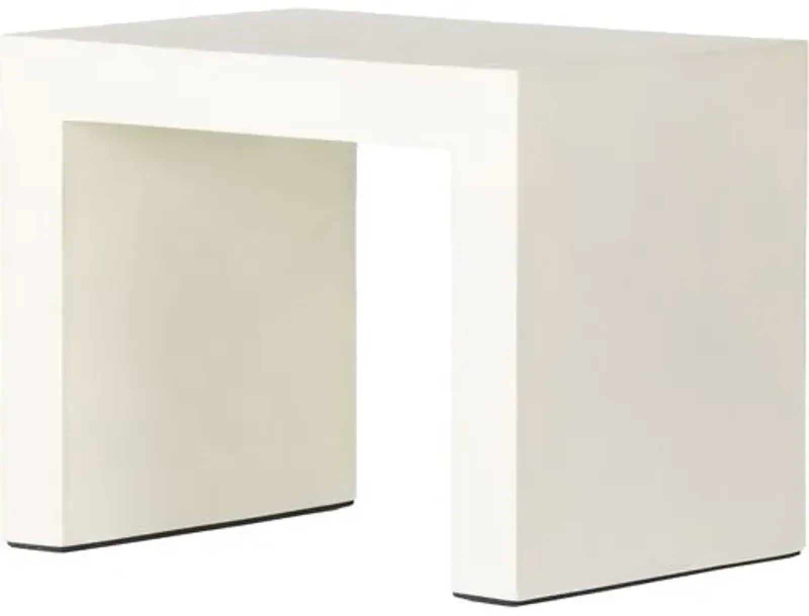 Yuki Outdoor End Table - White Concrete