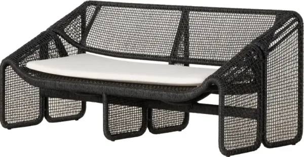 Mycah Woven All-Weather WickerOutdoor Sofa, Black