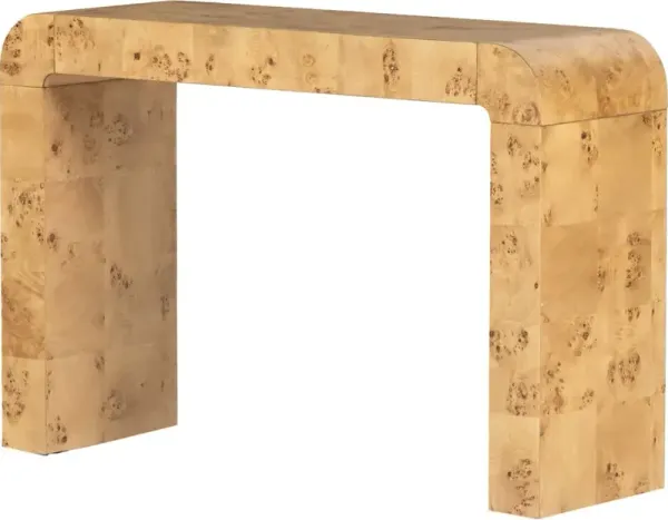 Meena Burl Waterfall Console Table, Natural