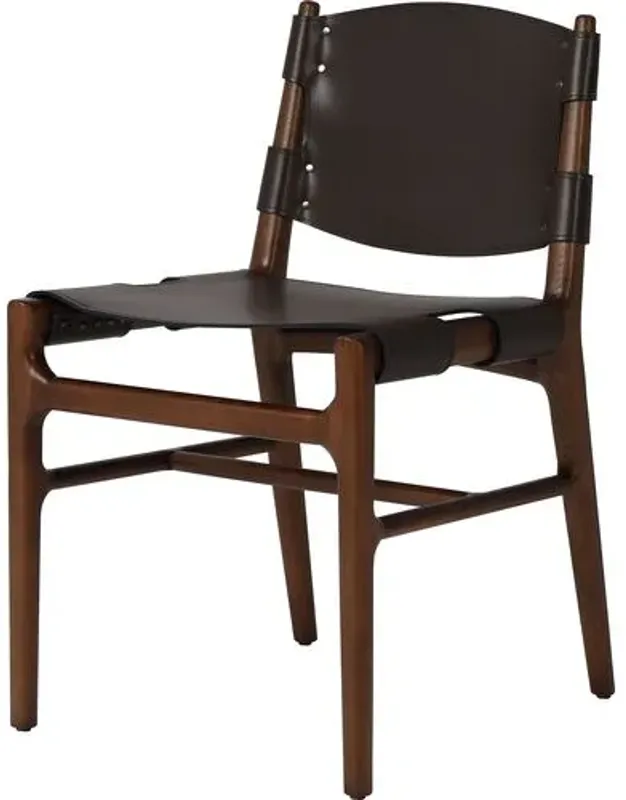 Kent Dining Chair - Espresso Leather - Brown