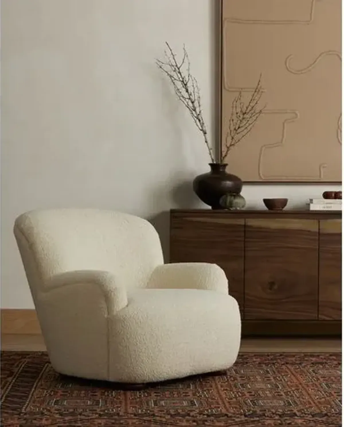 Amy Accent Chair - Sheepskin Natural - Ivory, Comfortable, Durable, Cushioned