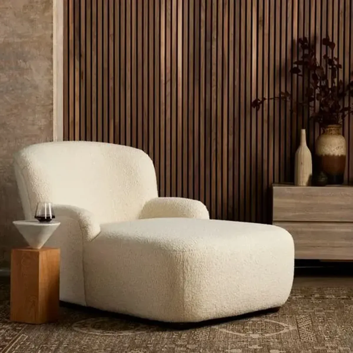 Amy Chaise Lounge - Sheepskin - Ivory - Comfortable, Sturdy, Stylish