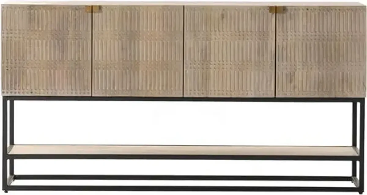 Enzo Small Media Console - Light Wash Mango Wood - Beige