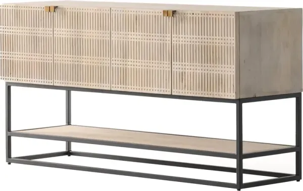Margarita Small Media Console, Light Wash Mango Wood