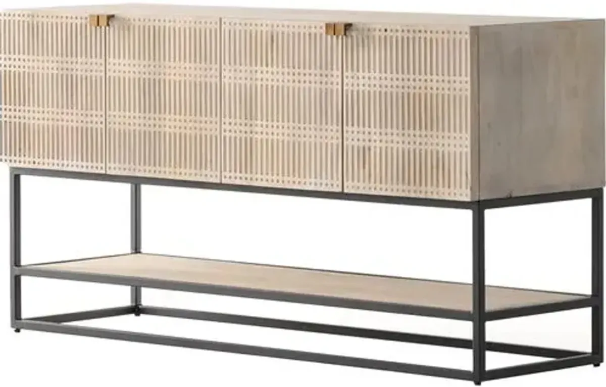 Enzo Small Media Console - Light Wash Mango Wood - Beige