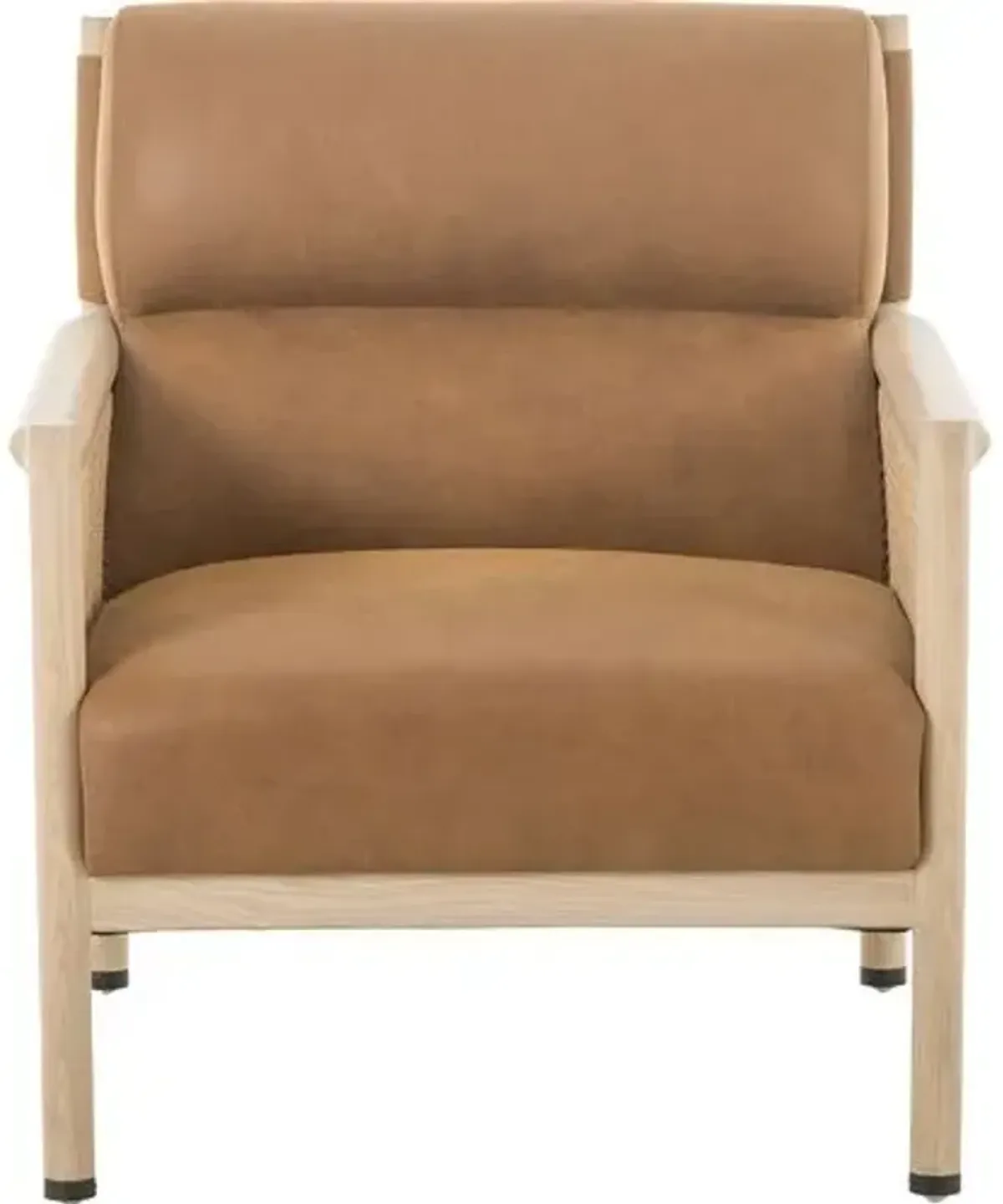 Lauren Cane Accent Chair - Kennison Cognac Leather - Beige, Comfortable, Durable, Cushioned