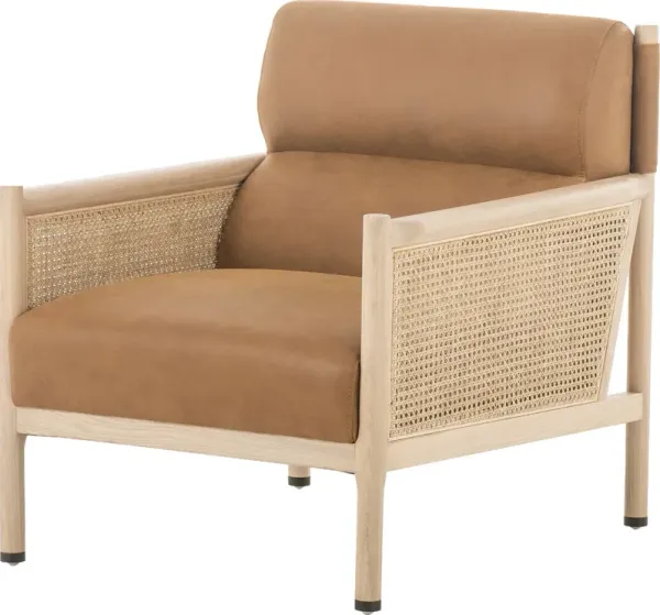 Lauren Cane Accent Chair, Kennison Cognac Leather