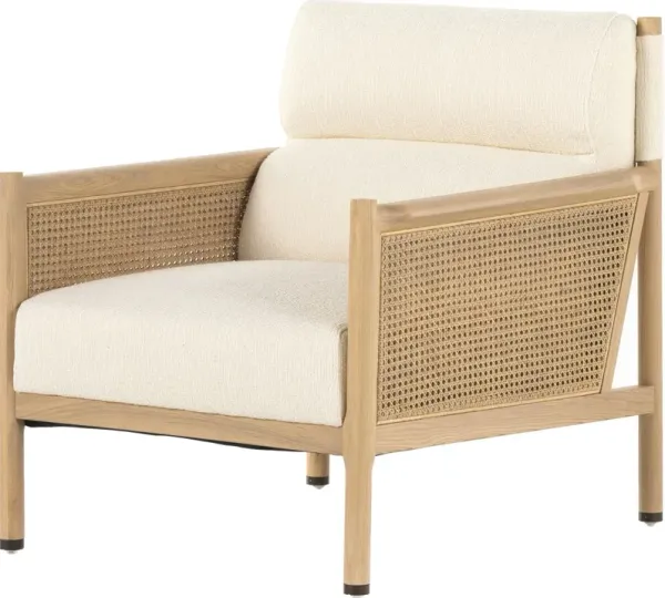 Lauren Cane Accent Chair, Kerbey Ivory Sheepskin