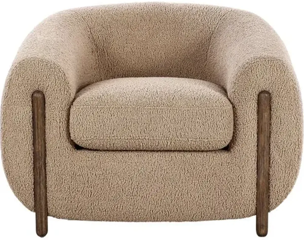 Renee Accent Chair - Sheepskin Camel - Beige, Comfortable, Durable, Cushioned