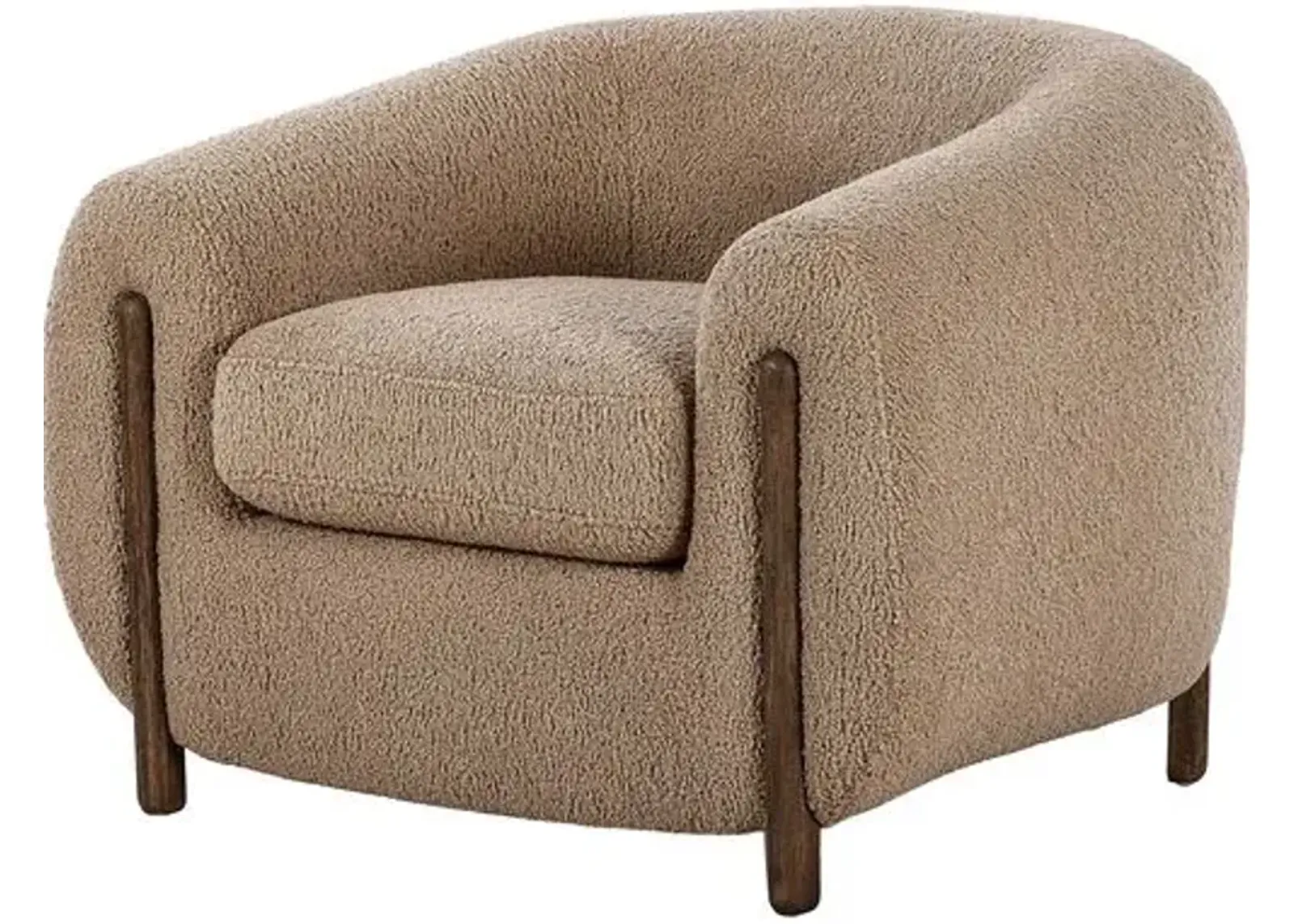 Renee Accent Chair - Sheepskin Camel - Beige, Comfortable, Durable, Cushioned