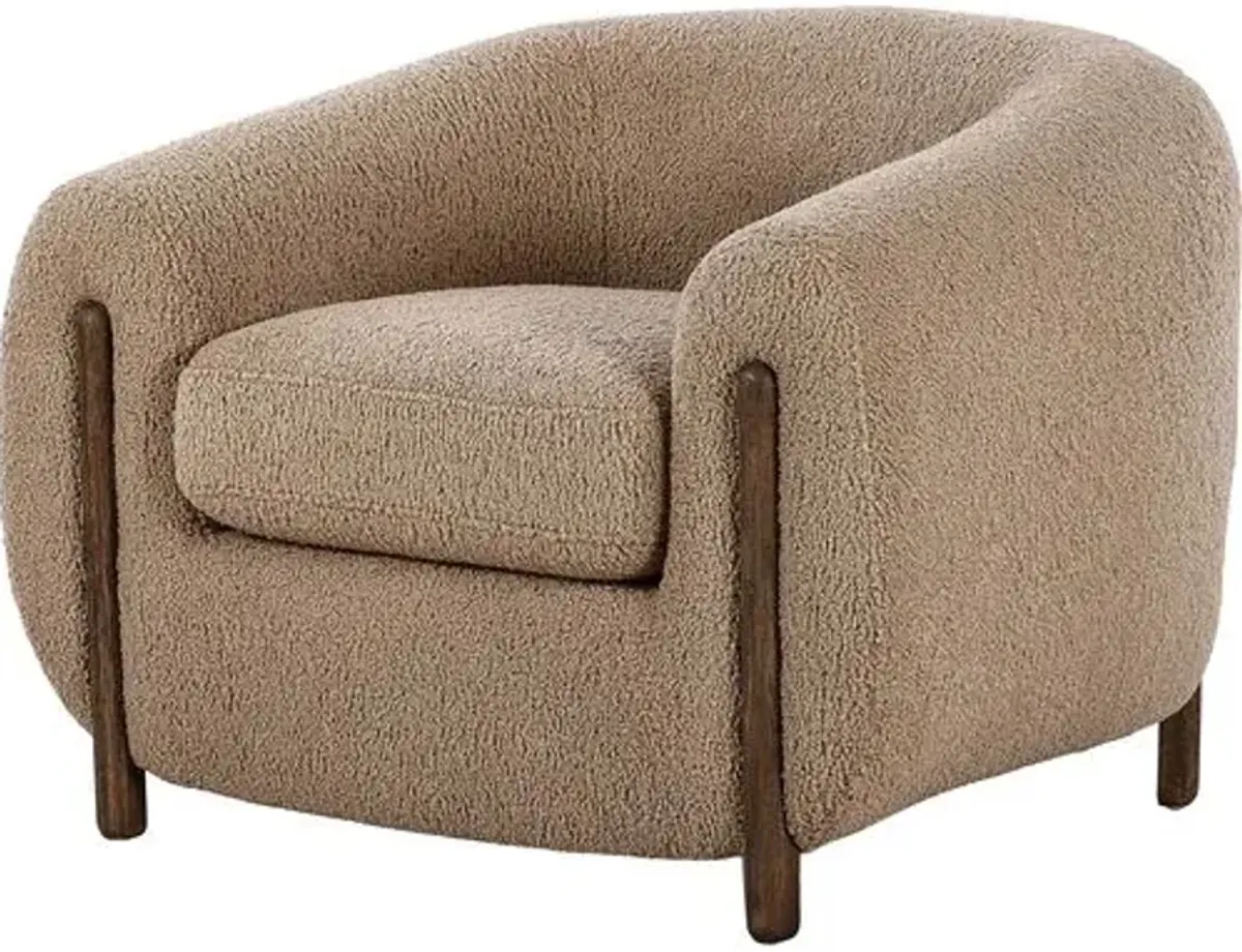 Renee Accent Chair - Sheepskin Camel - Beige, Comfortable, Durable, Cushioned