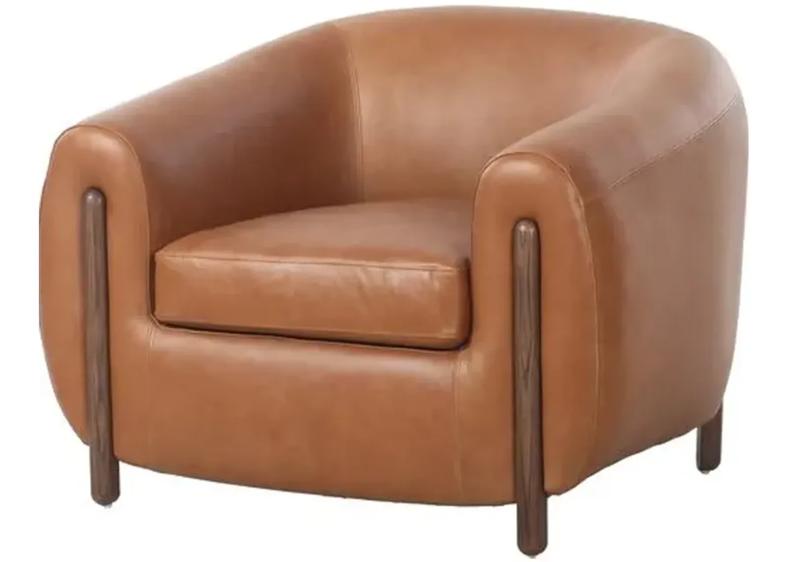 Renee Accent Chair - Valencia Camel Leather - Brown, Comfortable, Durable, Cushioned