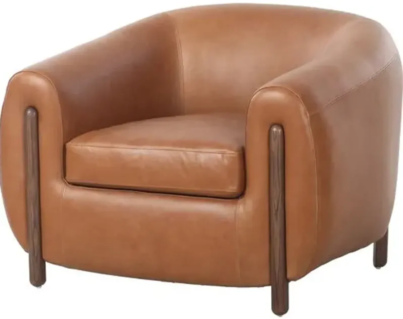 Renee Accent Chair - Valencia Camel Leather - Brown, Comfortable, Durable, Cushioned