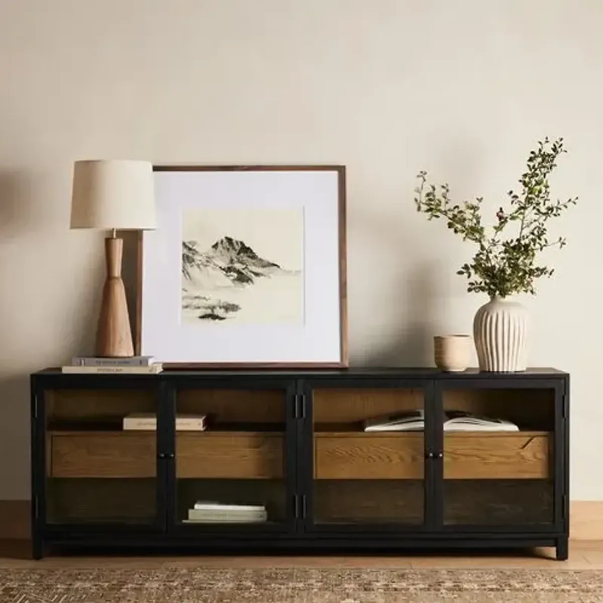 Kasey Media Console - Drifted Matte Black