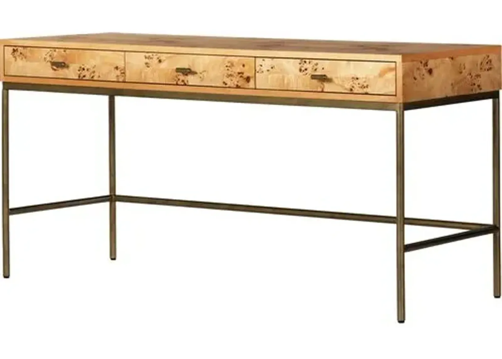 Athena Desk - Amber Mappa Burl - Brown