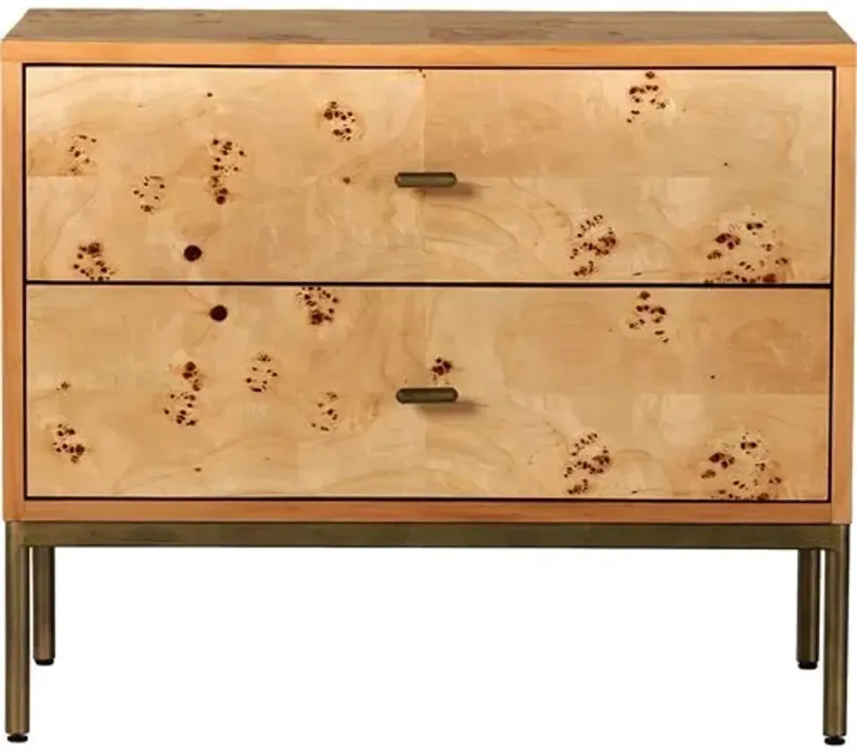 Athena 2-Drawer Nightstand - Amber Mappa Burl