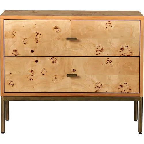 Athena 2-Drawer Nightstand - Amber Mappa Burl