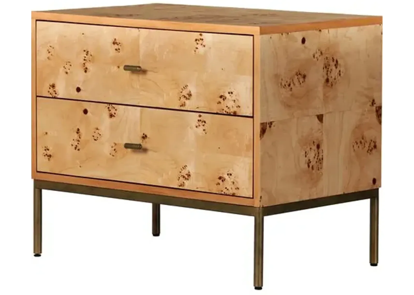 Athena 2-Drawer Nightstand - Amber Mappa Burl