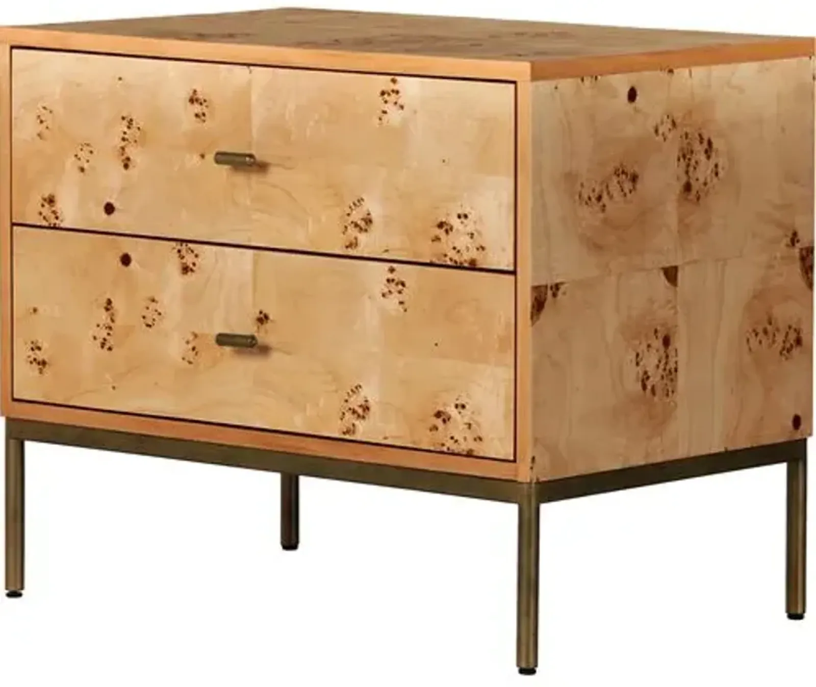 Athena 2-Drawer Nightstand - Amber Mappa Burl