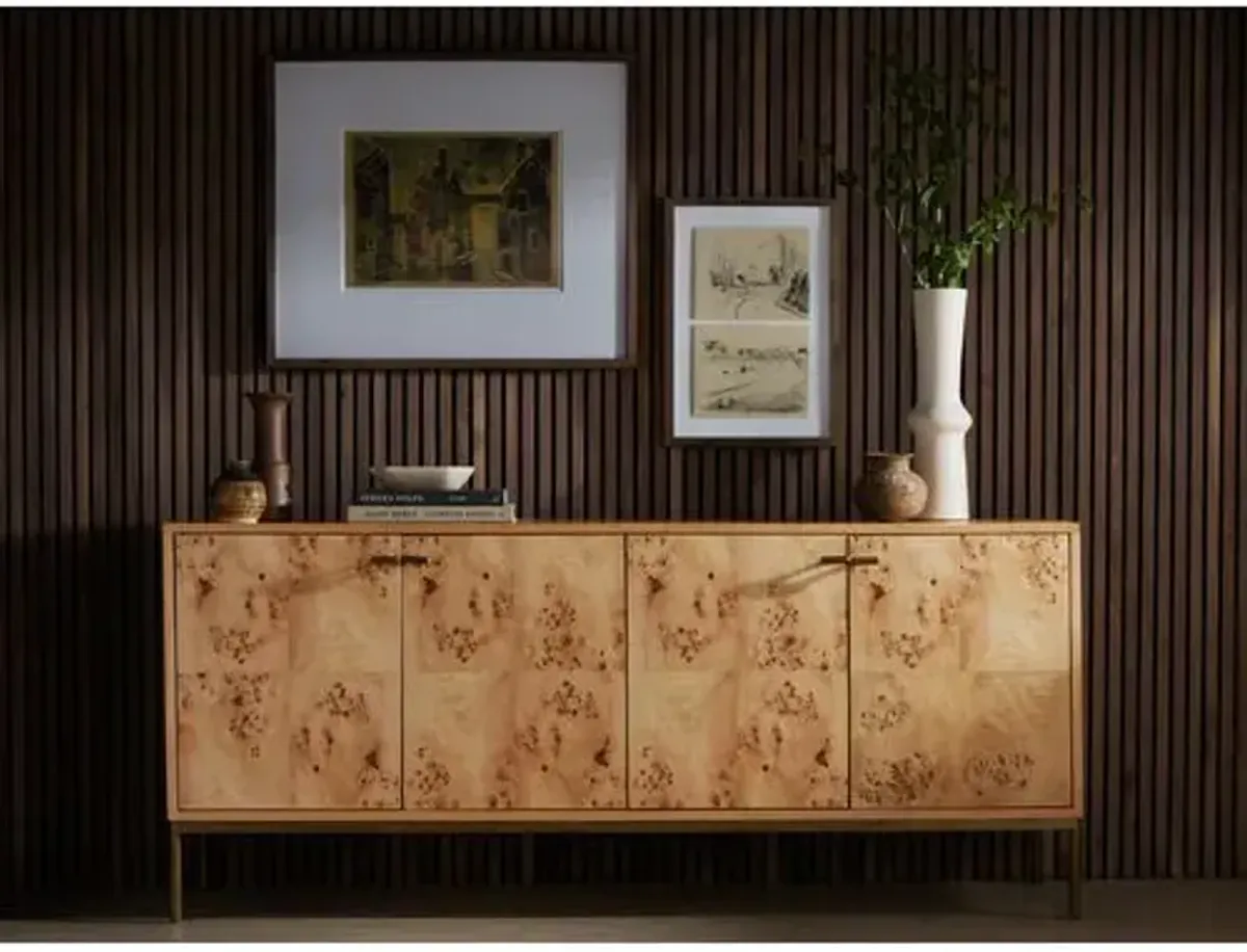 Athena 4-Door Sideboard - Amber Mappa Burl - Brown