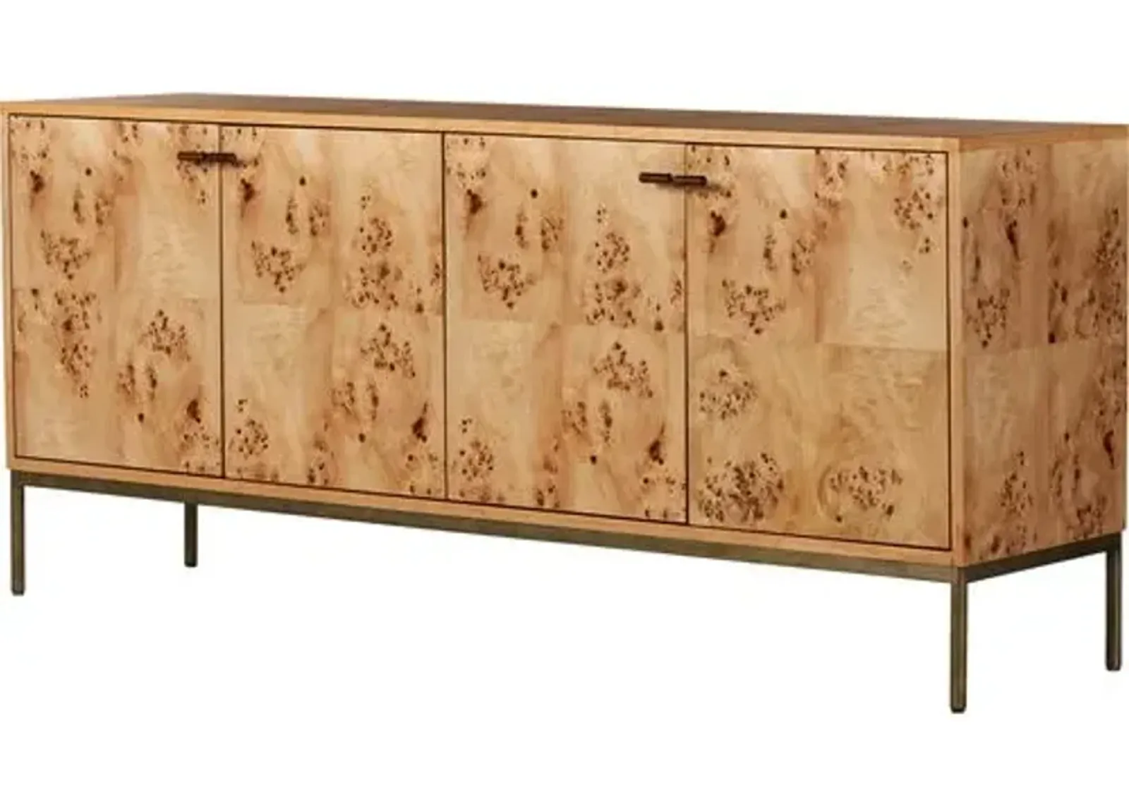 Athena 4-Door Sideboard - Amber Mappa Burl - Brown