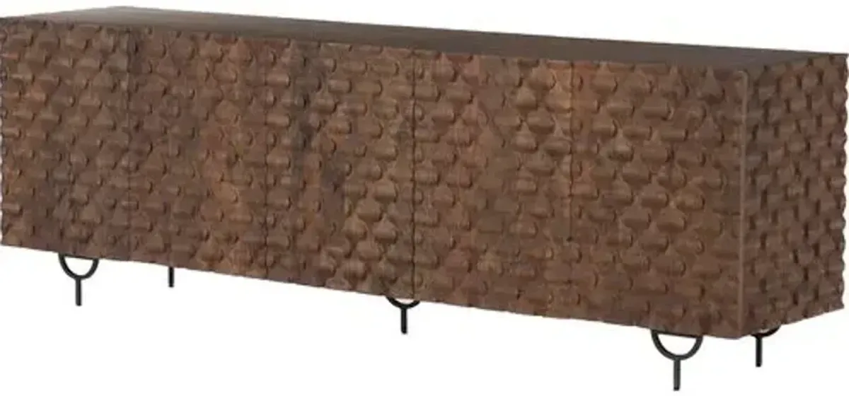 Mara Textured Media Console - Antique Brown