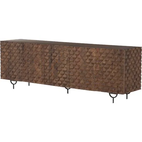 Mara Textured Media Console - Antique Brown