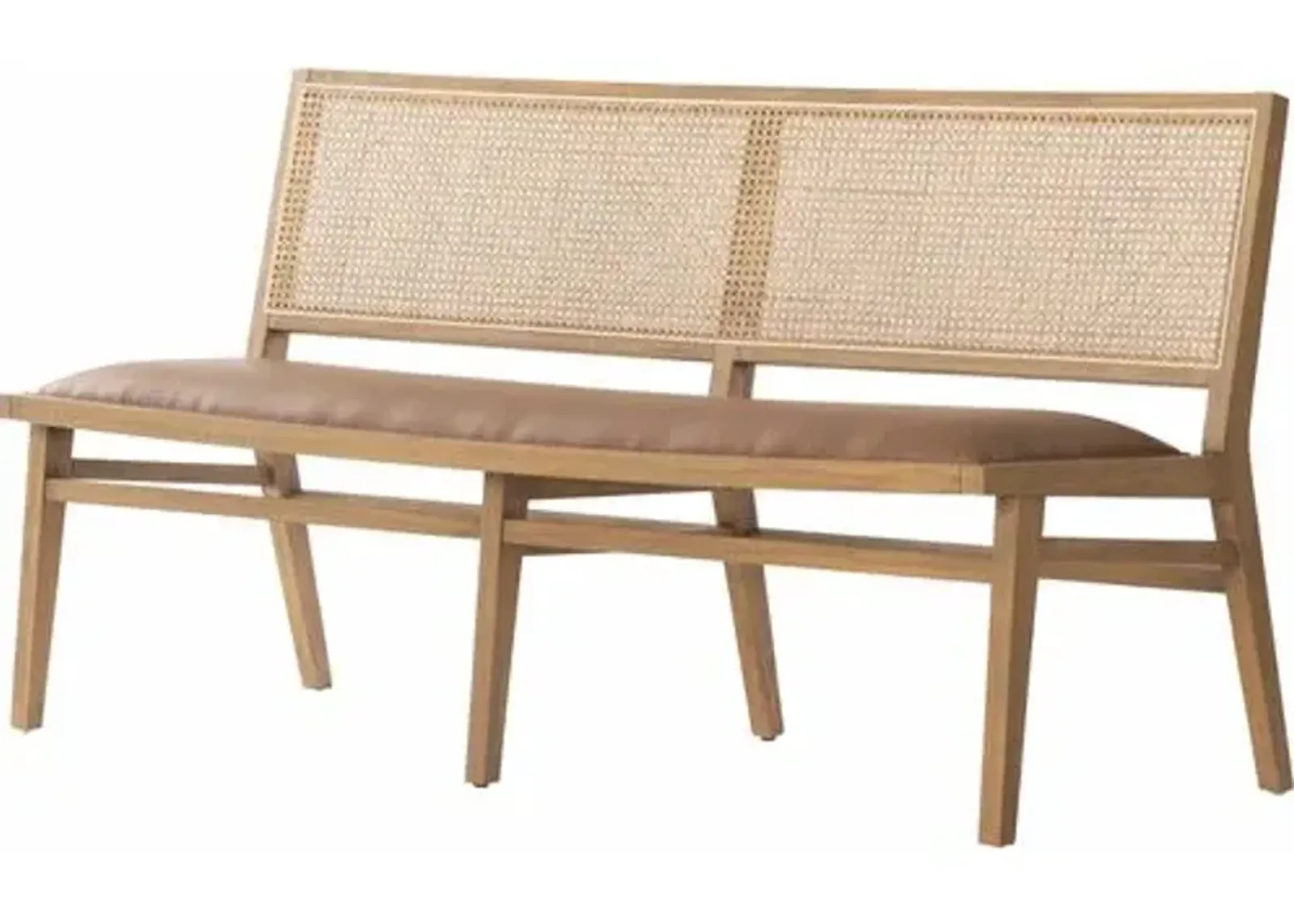 Louna Cane Dining/Accent Bench - Butterscotch Leather - Beige