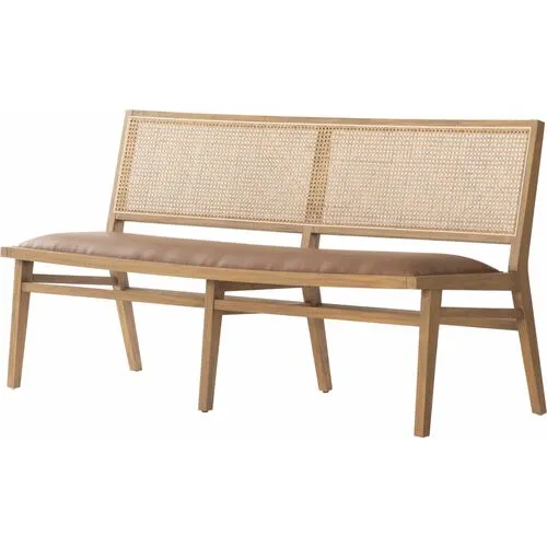 Louna Cane Dining/Accent Bench - Butterscotch Leather - Beige
