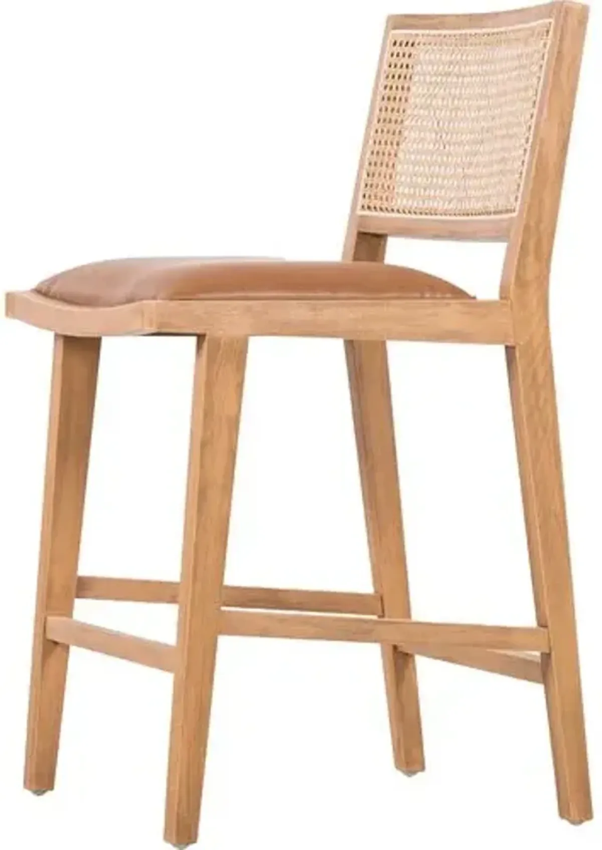 Louna Cane Counter Stool - Butterscotch Leather