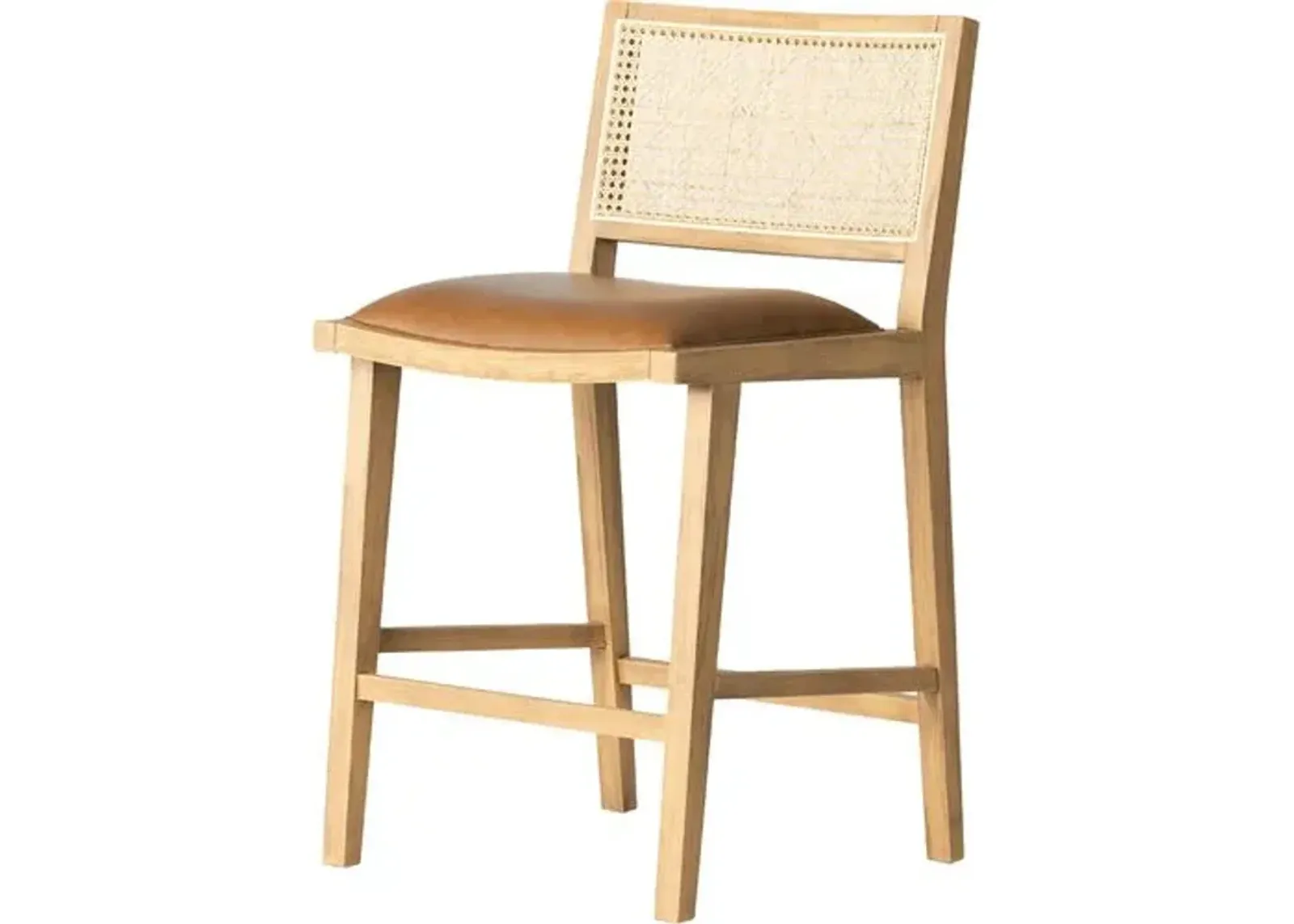 Louna Cane Counter Stool - Butterscotch Leather