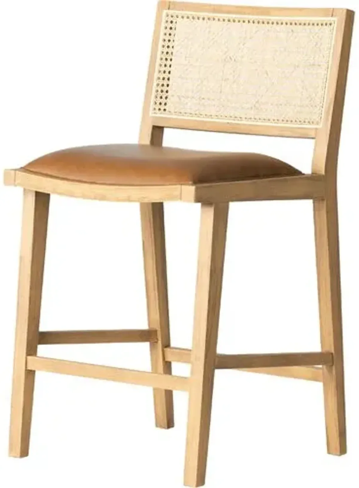 Louna Cane Counter Stool - Butterscotch Leather