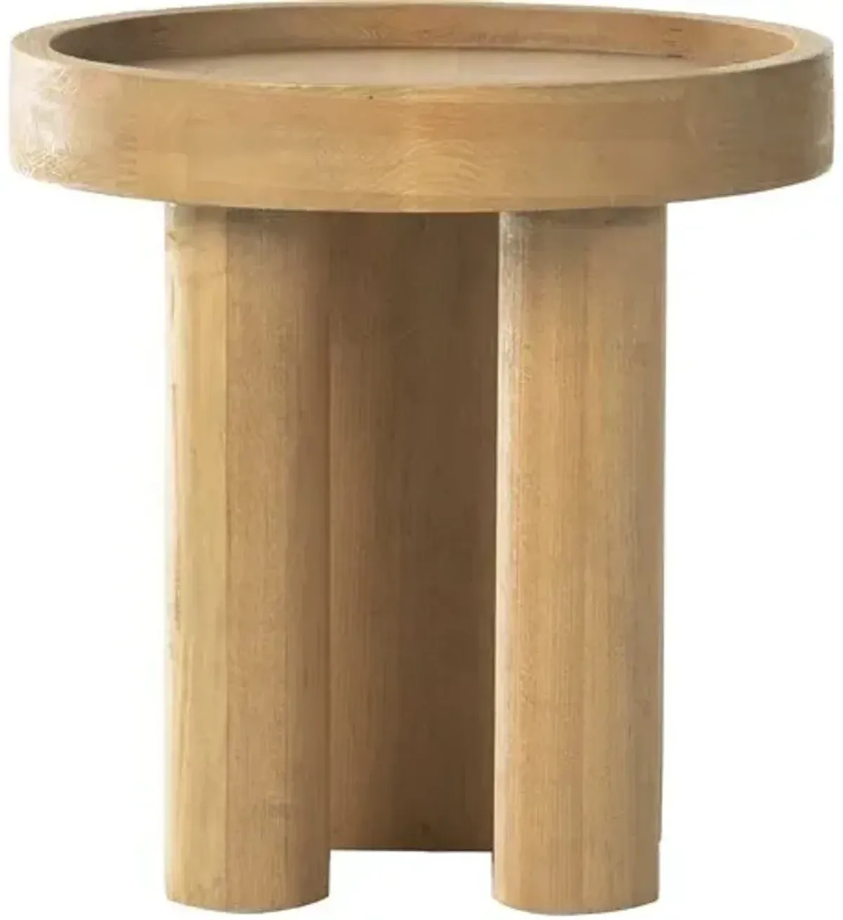 Aiden Round End Table - Natural Beech - Beige